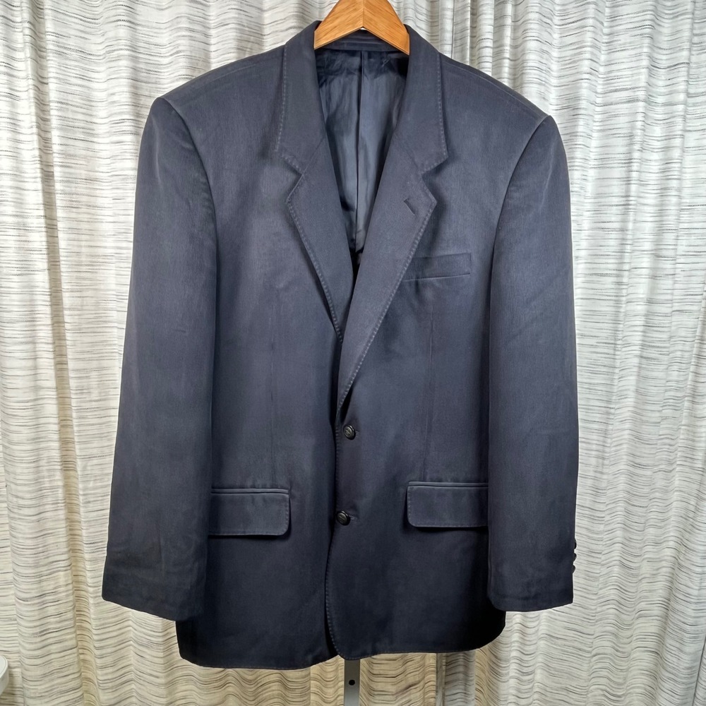 WHITBY 100% Washed Silk Men's Blazer‎ Dark Navy Size M Corduroy EUC